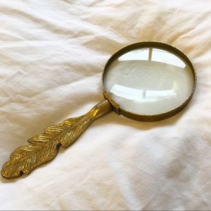 Feather Magnifying Glass Antique Gold